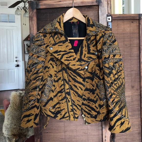 Free People Jackets & Blazers - Tapestry tiger beaded motor jacket